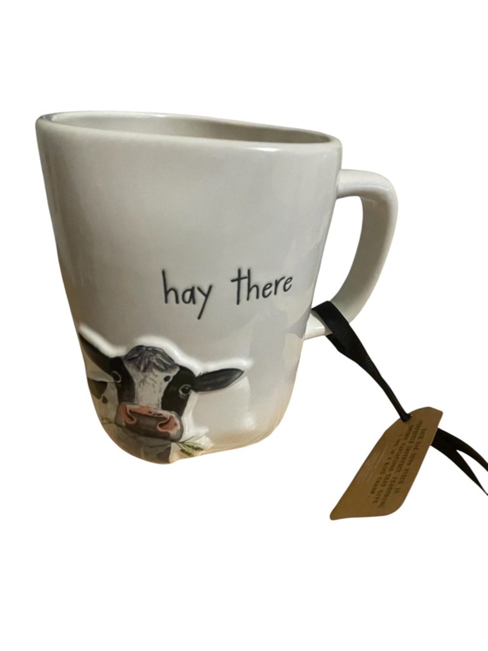 Rae Dunn “Hay There” Cow Ceramic Mug - White - New
